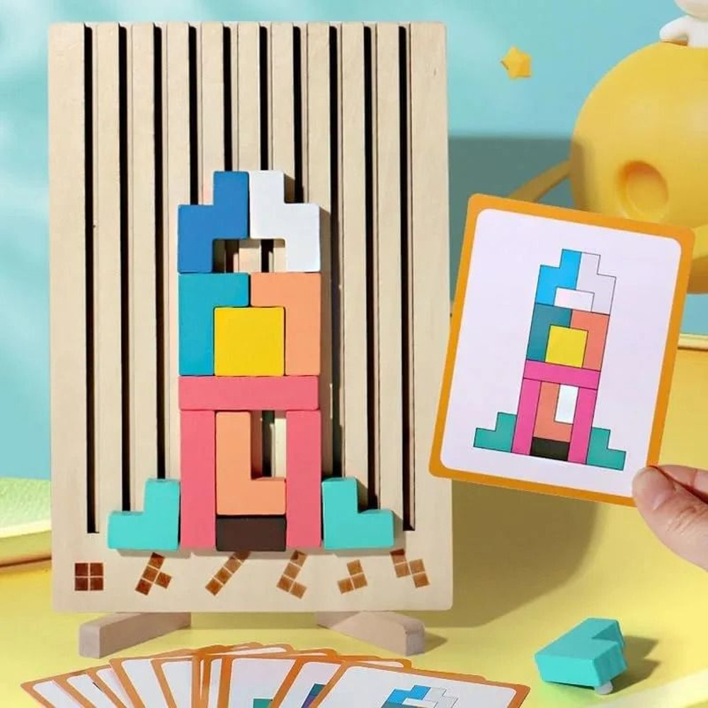 Wooden Puzzle Stacking Game For Family Activity 3