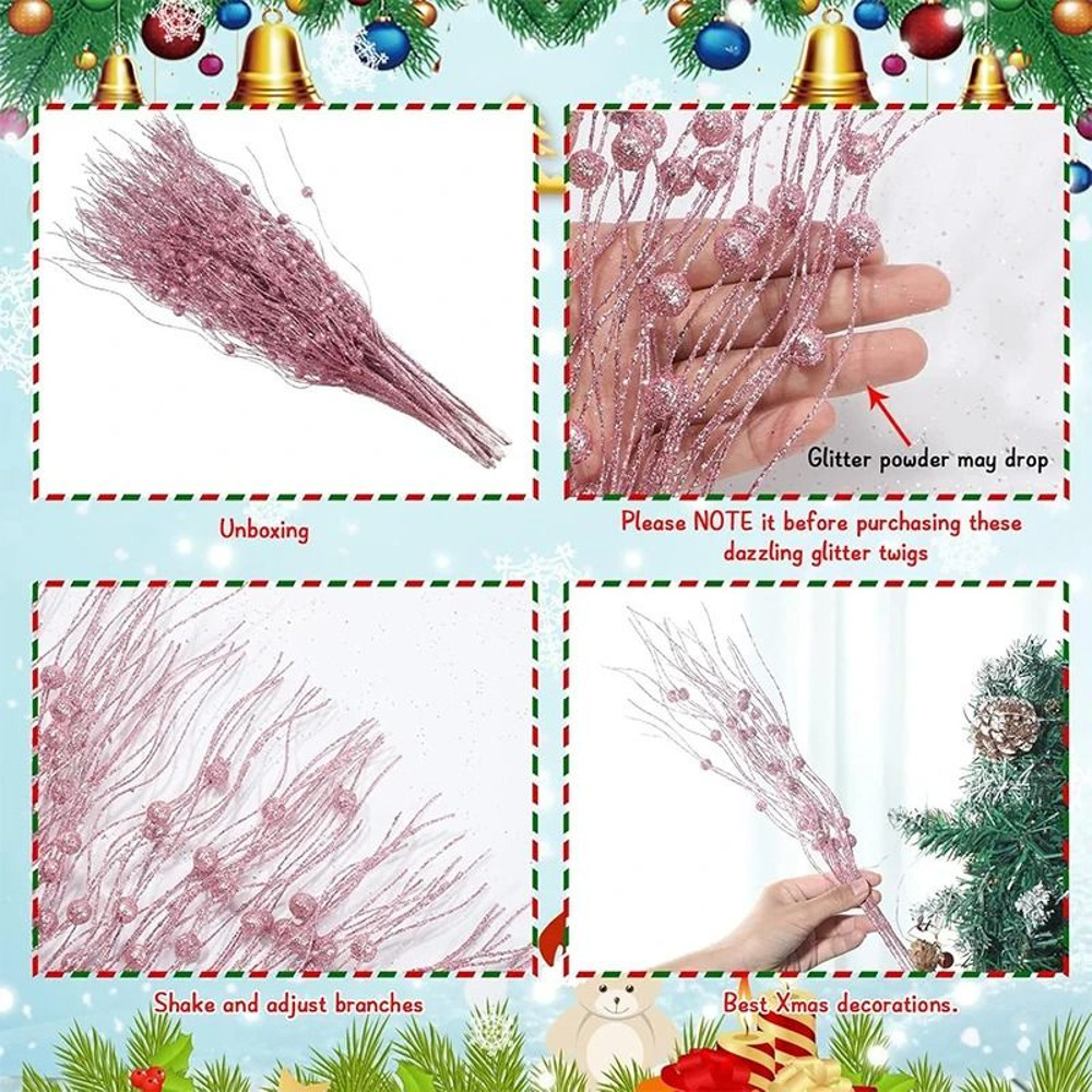 Glitter Artificial Berry Bouquet Decoration For Christmas And Holiday Crafts 4