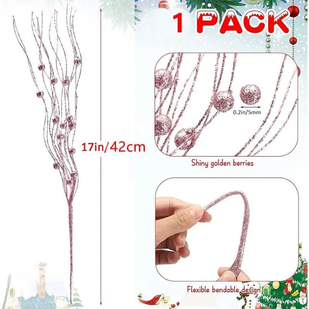 Glitter Artificial Berry Bouquet Decoration For Christmas And Holiday Crafts 5