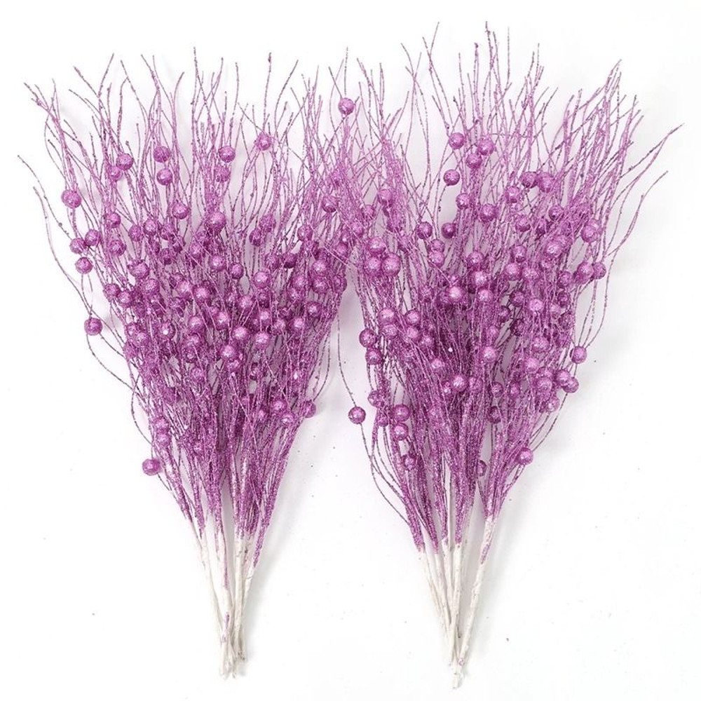 Glitter Artificial Berry Bouquet Decoration For Christmas And Holiday Crafts 24