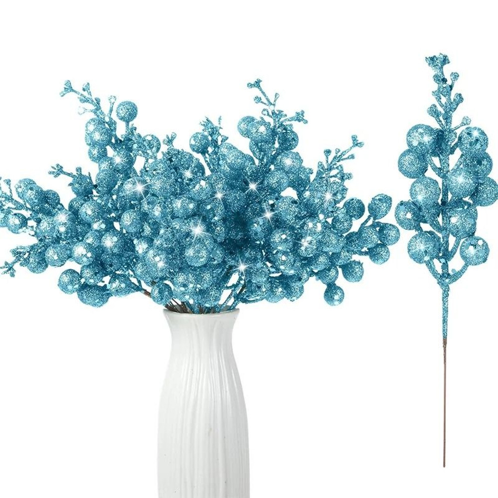 Artificial Glitter Berry Flower Bouquet For Christmas Holiday Decorations 11