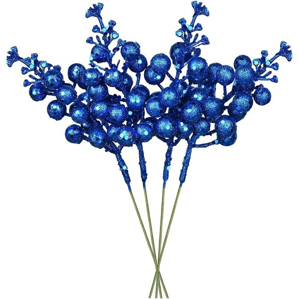 Artificial Glitter Berry Flower Bouquet For Christmas Holiday Decorations 16