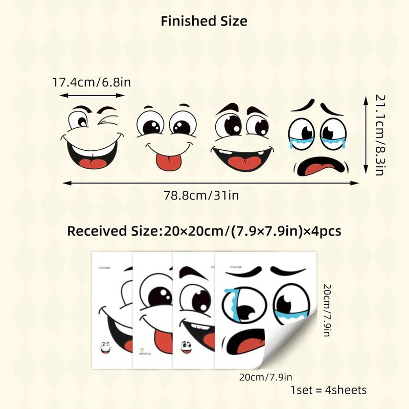 Cartoon Face Sticker Set For Fun Home And Bathroom Decoration 5