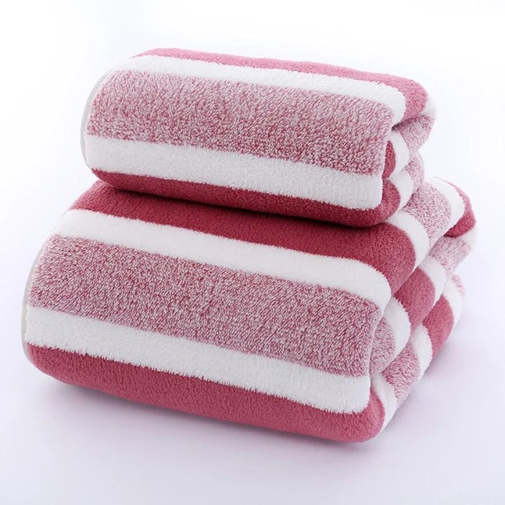 Striped Soft Quick Drying Towel Set For Face And Bath 9