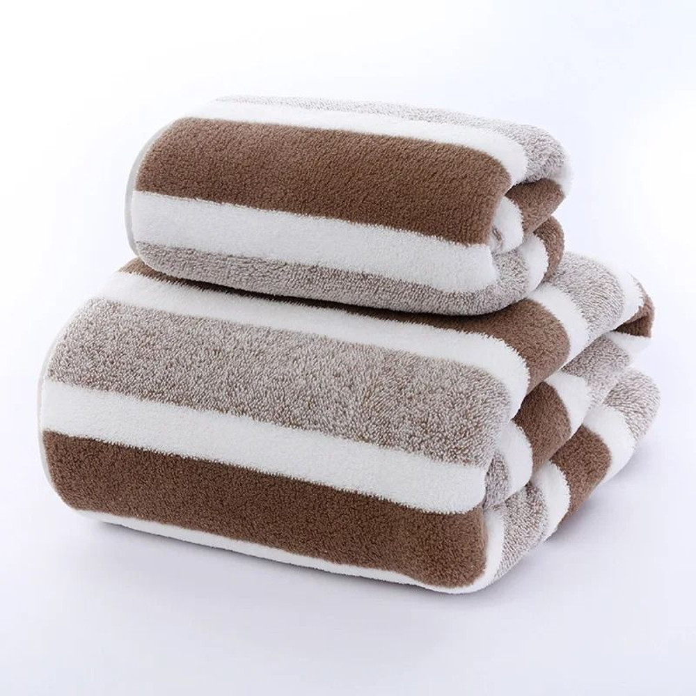 Striped Soft Quick Drying Towel Set For Face And Bath 10