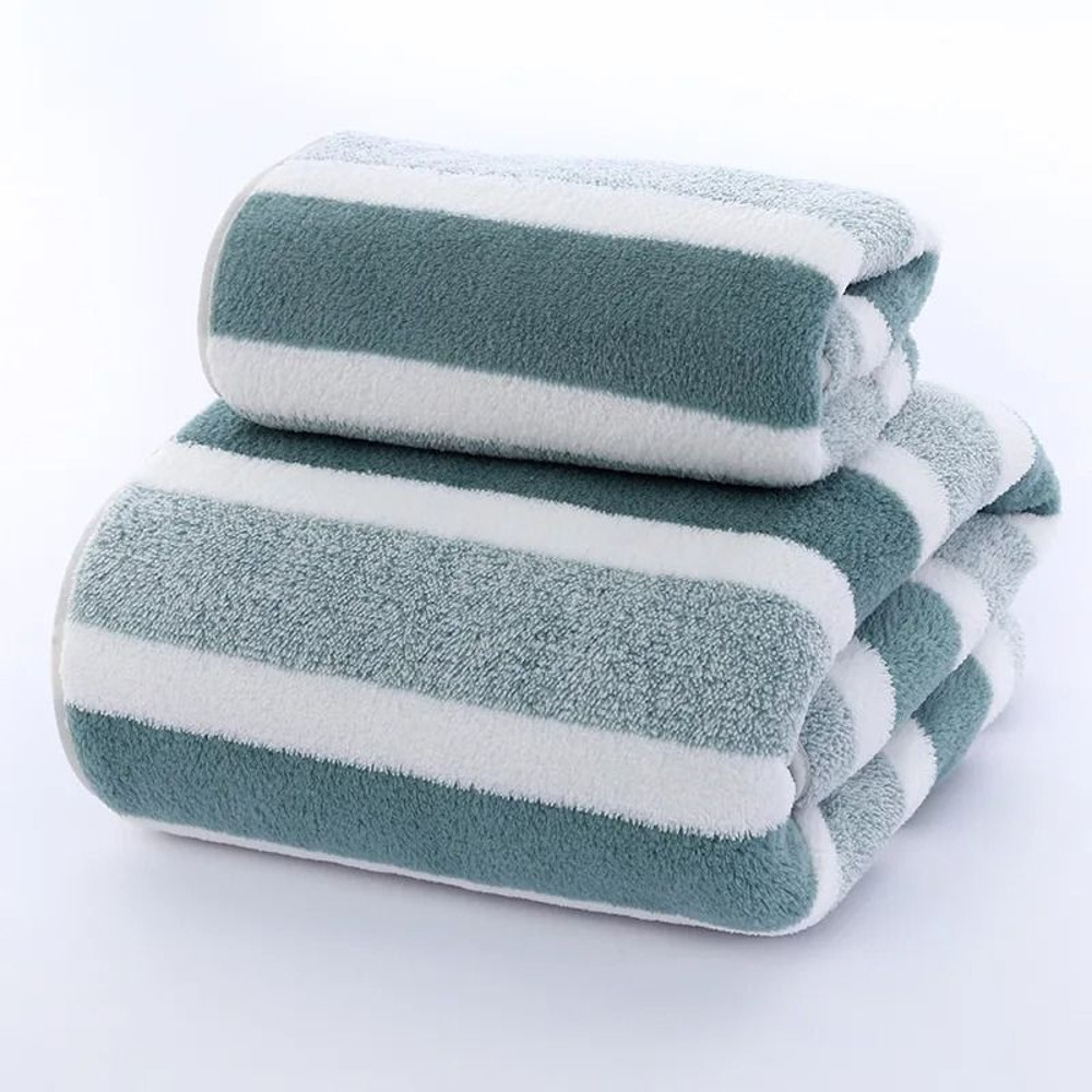 Striped Soft Quick Drying Towel Set For Face And Bath 7