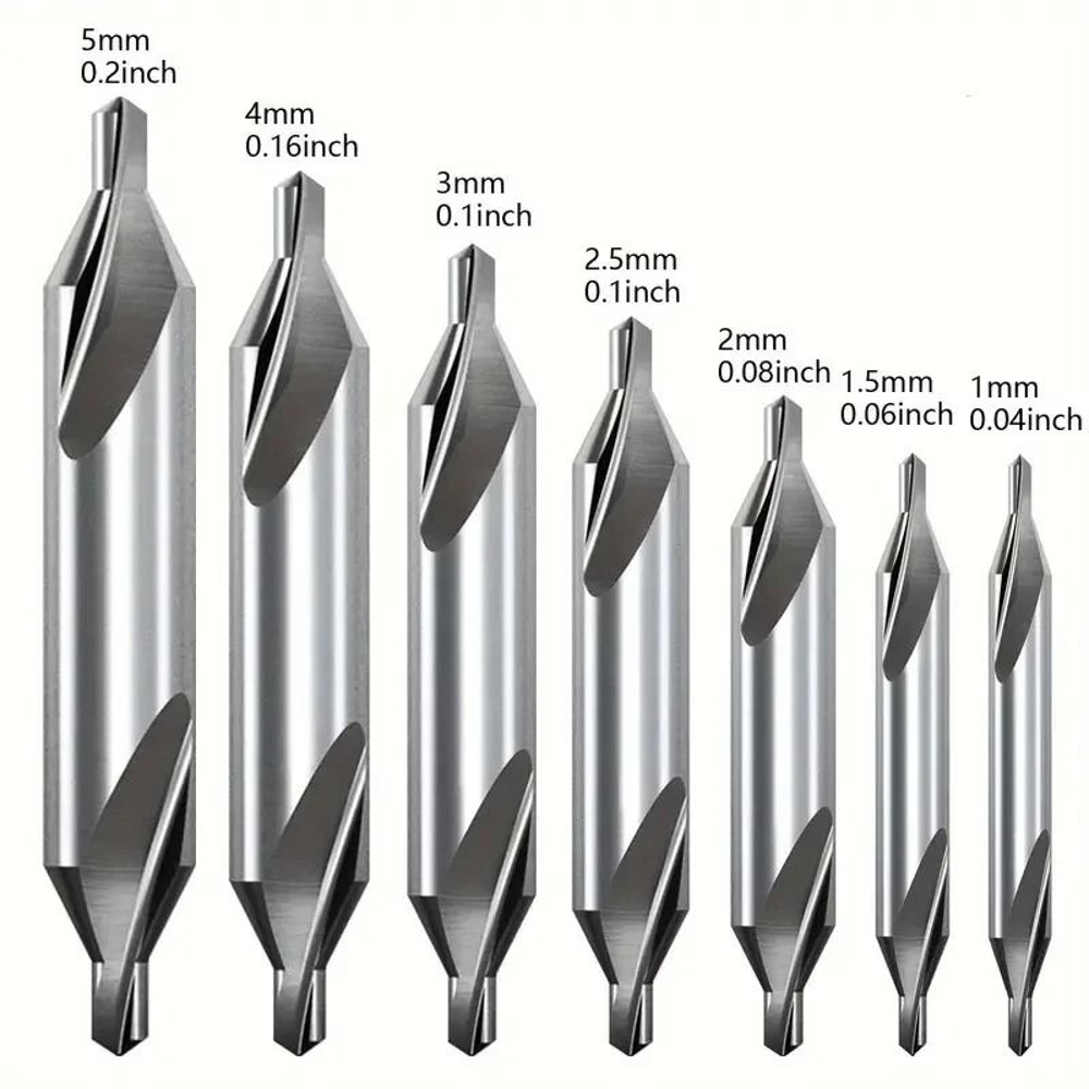 7Piece High Speed Steel Center Drill Bit Set For Metalworking And Lathe Use 6