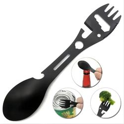 lightweight outdoor fork spoon bottle opener tool for camping and survival