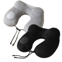 portable inflatable neck pillow with detachable cover for travel camping and business
