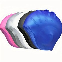 durable silicone swimming cap with ear pockets for adults and teens