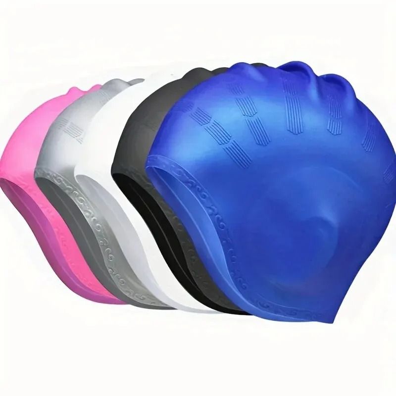 Durable Silicone Swimming Cap With Ear Pockets For Adults And Teens 0