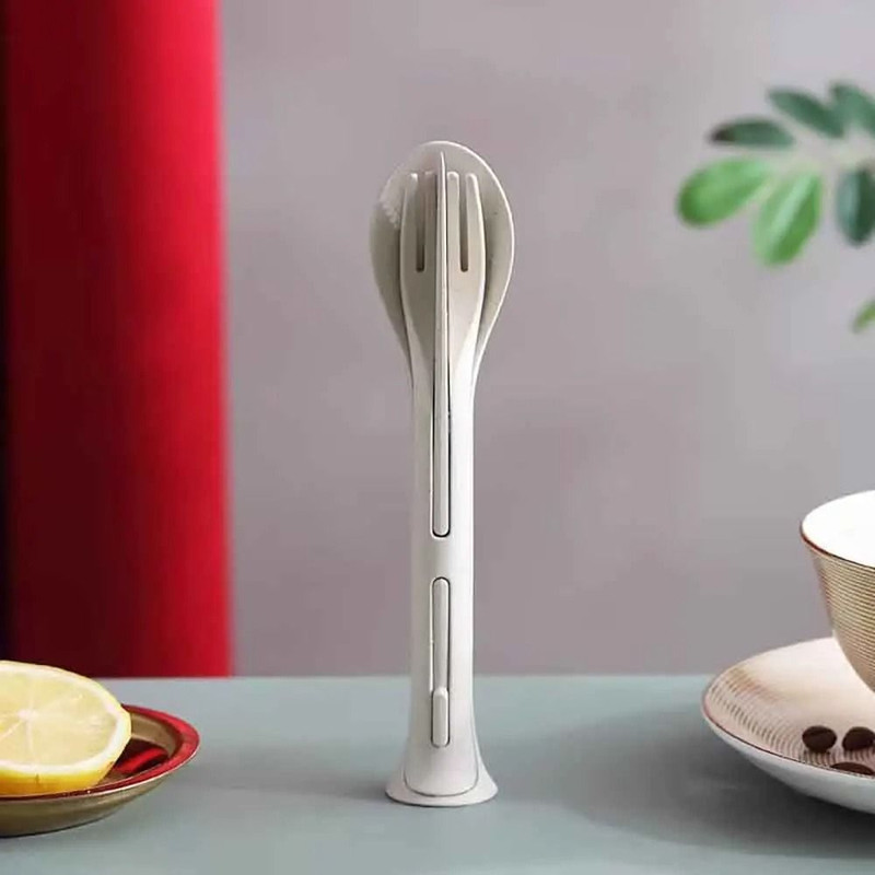 Portable Wheat Straw Tableware Set 3 Piece For Camping Travel And Picnics 7