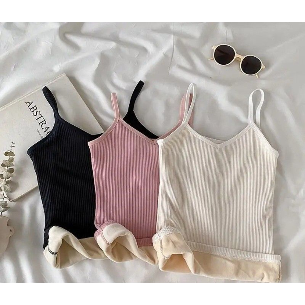 Women Winter Warm Thermal Sleeveless Velvet Tank Top 0