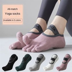 women five finger non slip yoga pilates socks