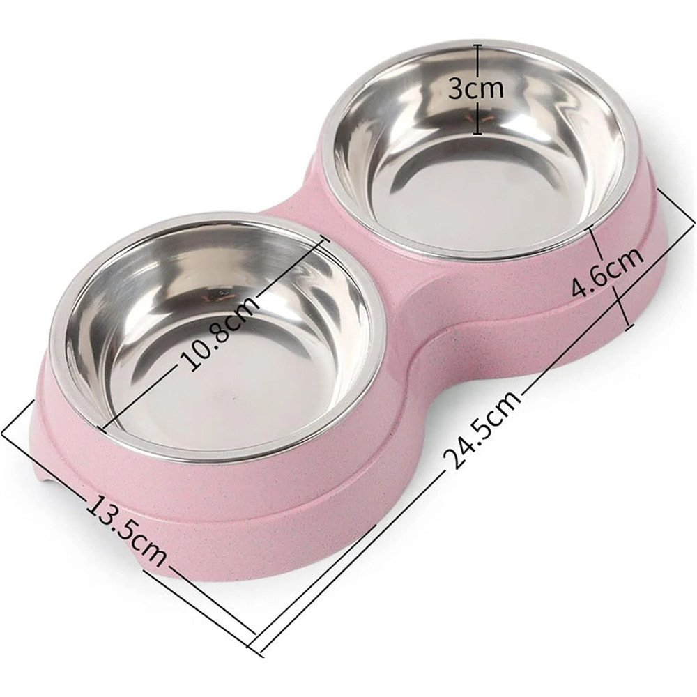 Double Stainless Steel Pet Feeding Bowl For Dogs And Cats 2