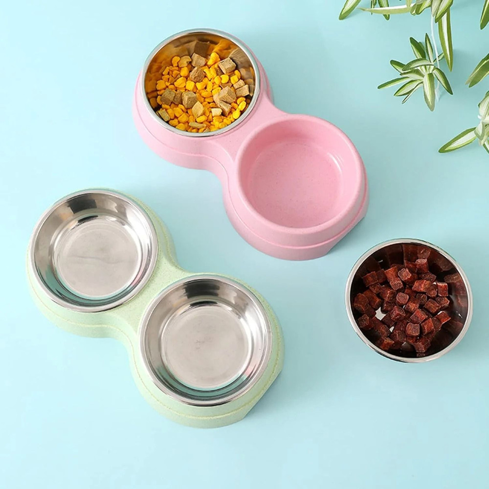 Double Stainless Steel Pet Feeding Bowl For Dogs And Cats 4