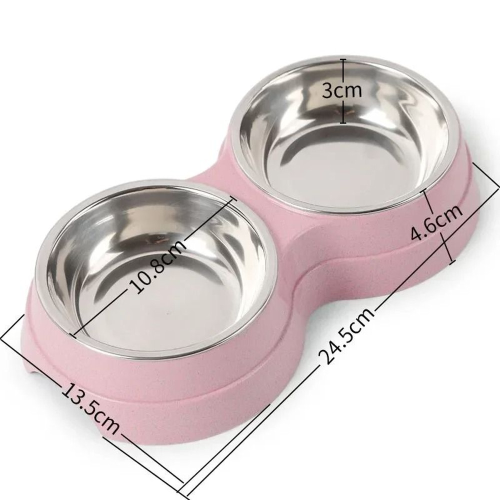 Double Stainless Steel Pet Feeding Bowl For Dogs And Cats 8