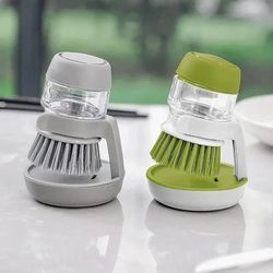 dish brush with built-in soap dispenser for household cleaning