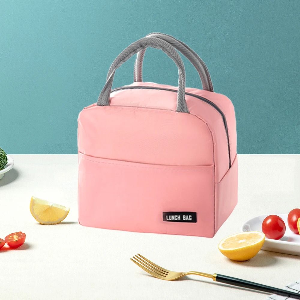 Solid Color Twill Bento Bag Portable Thermal Lunch Bag 2