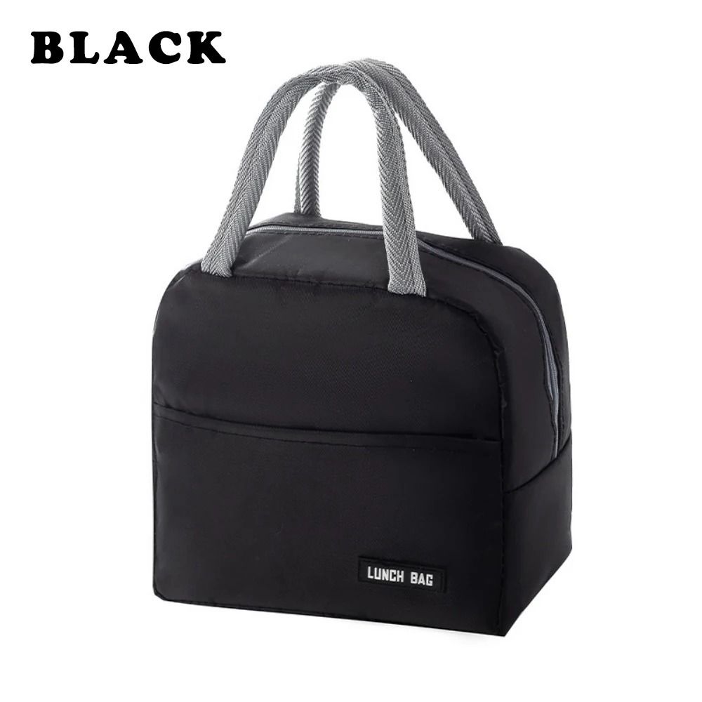 Solid Color Twill Bento Bag Portable Thermal Lunch Bag 8