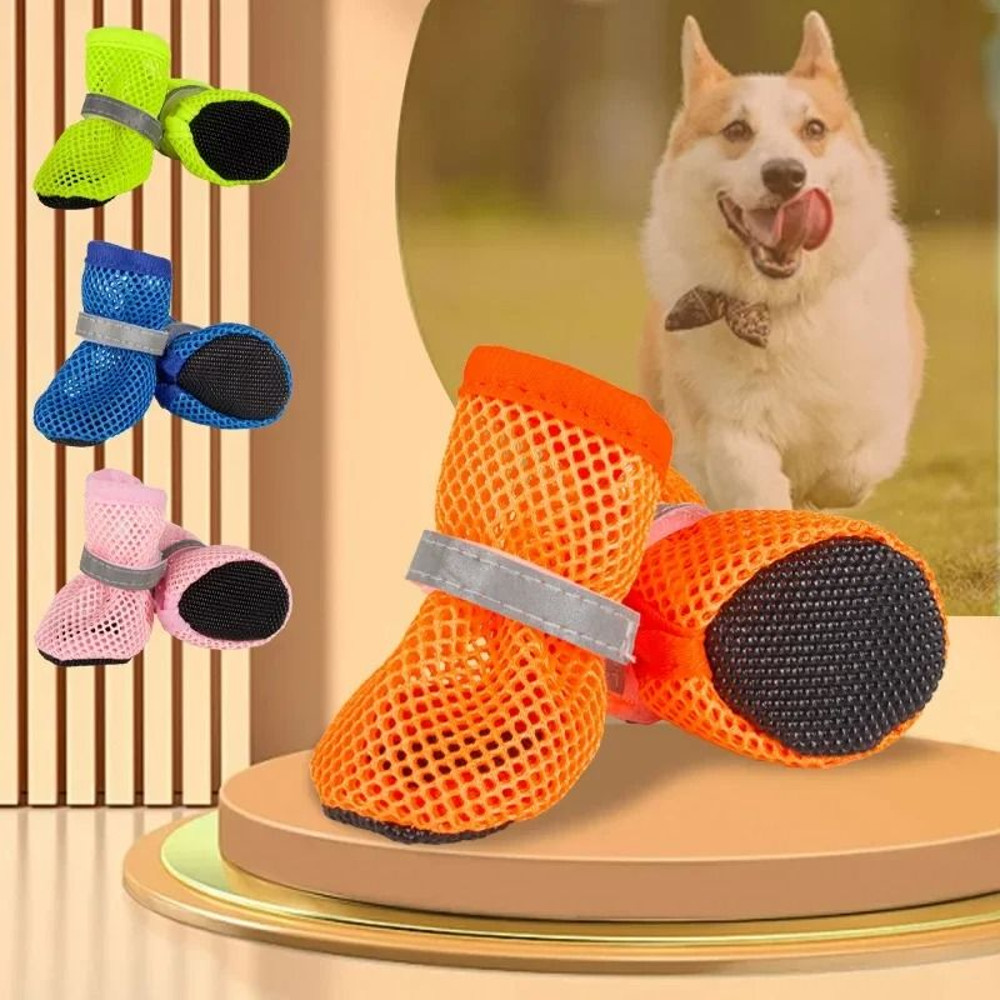 Four Piece Non Slip Breathable Dog Shoes For Small And Medium Pets 0