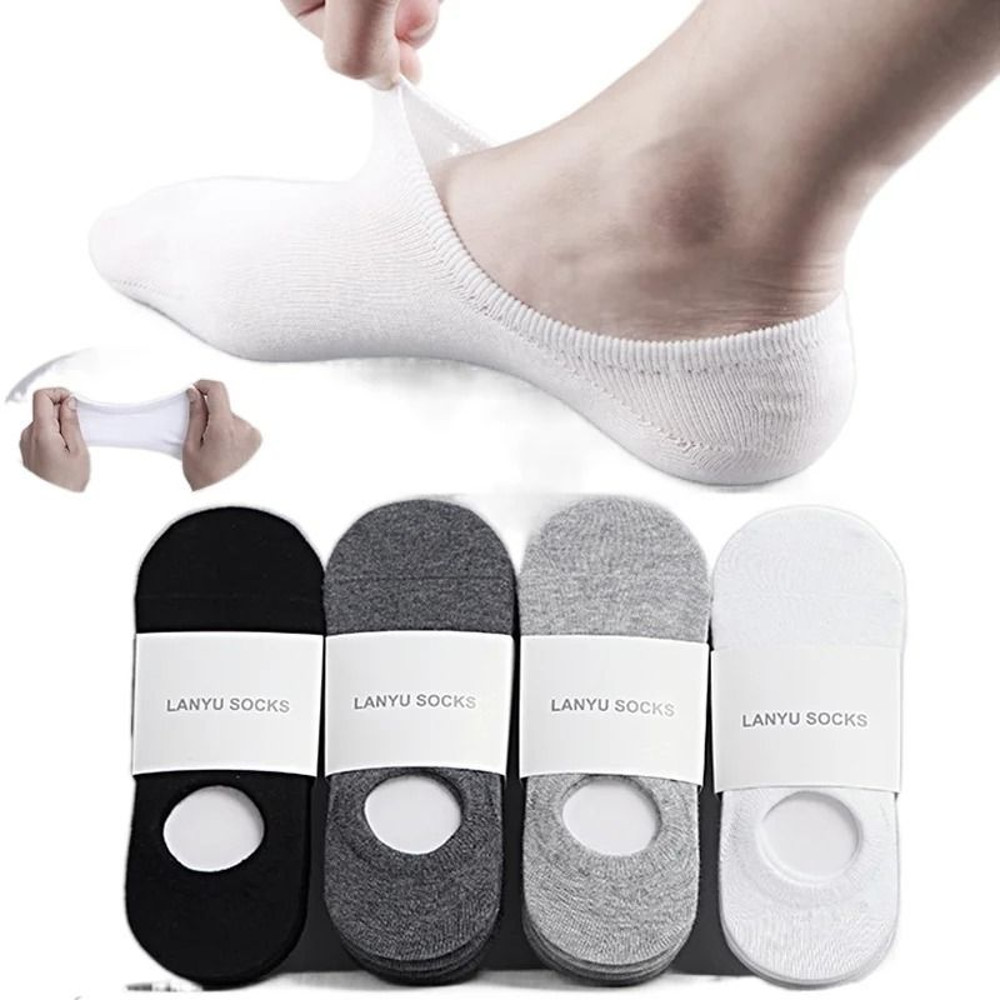 Mens Invisible Cotton Boat Socks 5 Pair Set 5