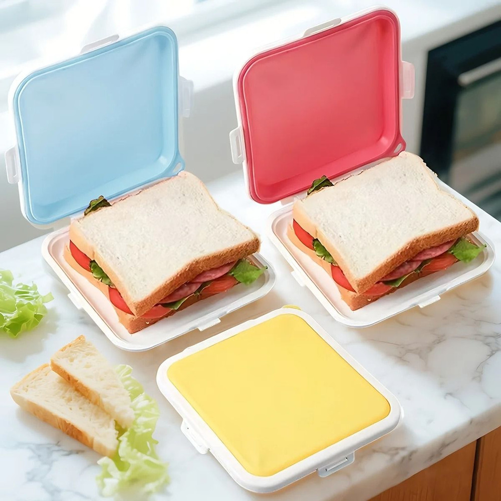 Silicone Sandwich Storage Box For Lunch Travel Snacks 0