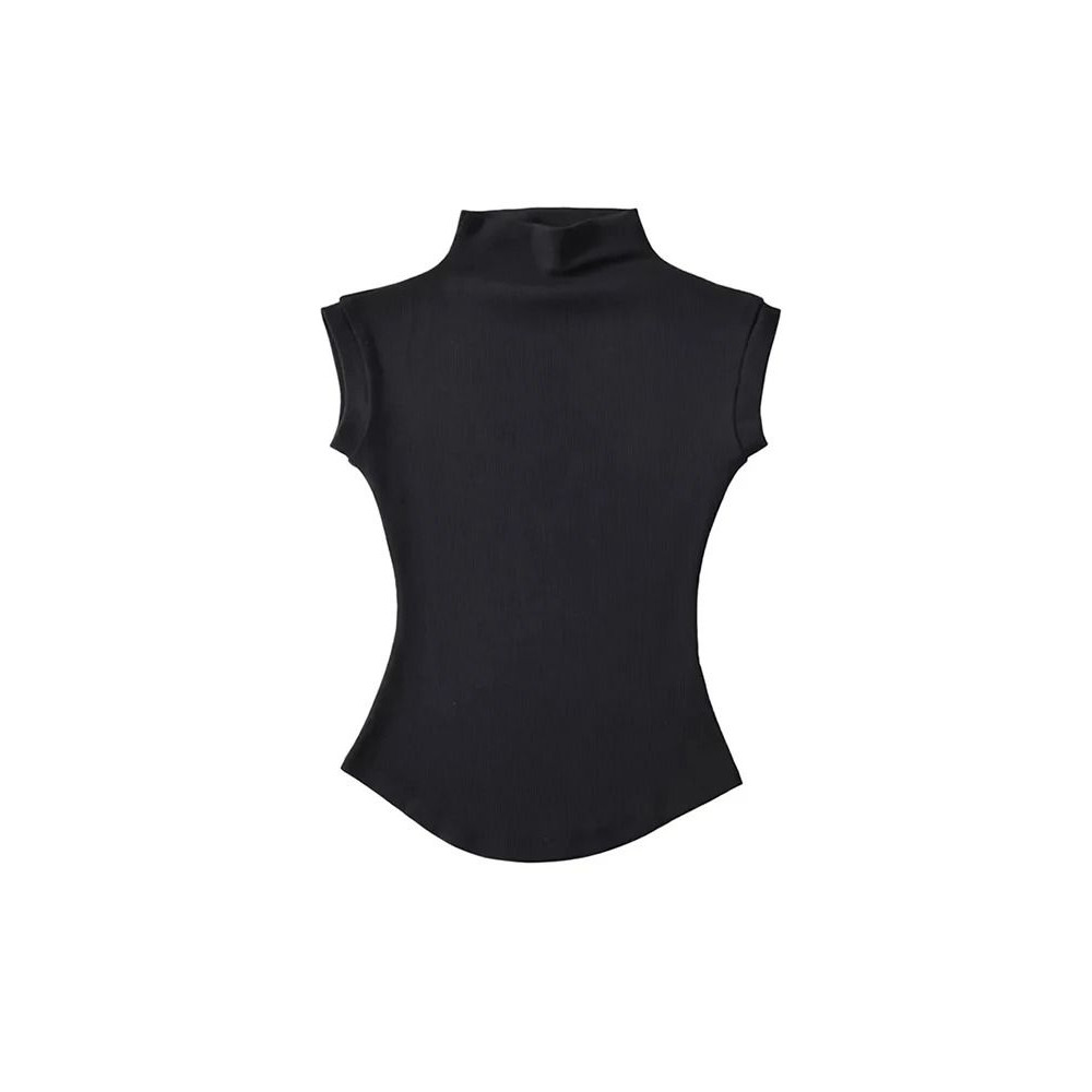 Sleeveless Turtleneck Slim Fit Womens Top 1