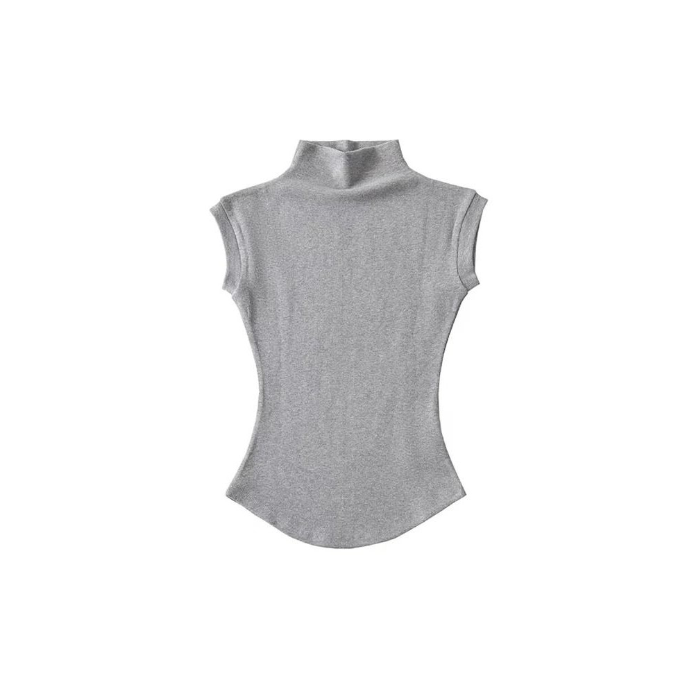 Sleeveless Turtleneck Slim Fit Womens Top 2