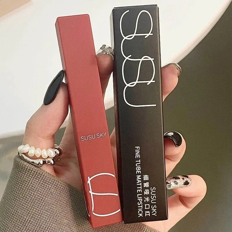 Thin Tube Matte Lipstick Waterproof Long Lasting Lip And Cheek Color 1