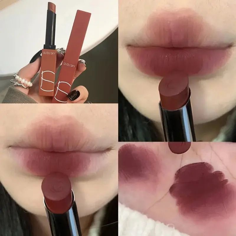 Thin Tube Matte Lipstick Waterproof Long Lasting Lip And Cheek Color 6