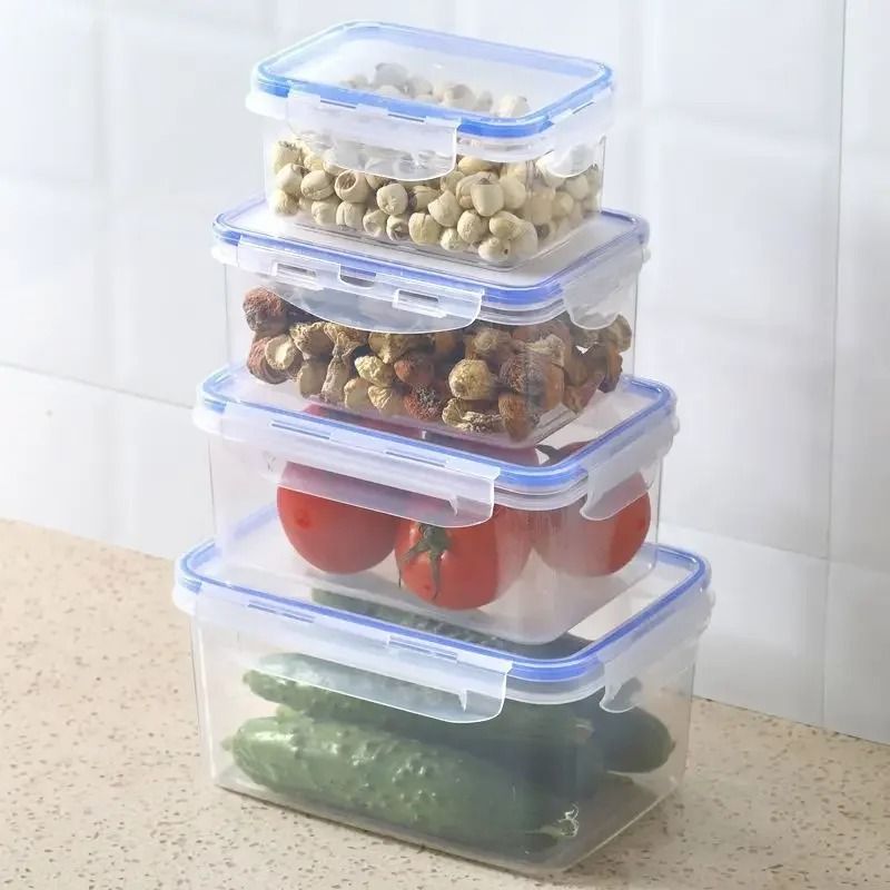 Rectangular Sealed Plastic Food Storage Box With Lid For Refrigerator And Lunch 0