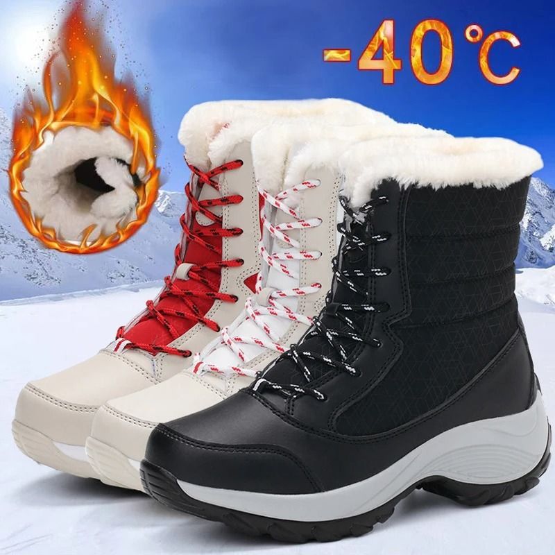 Womens Platform Snow Boots Winter Warm Fur Lined Flats 0