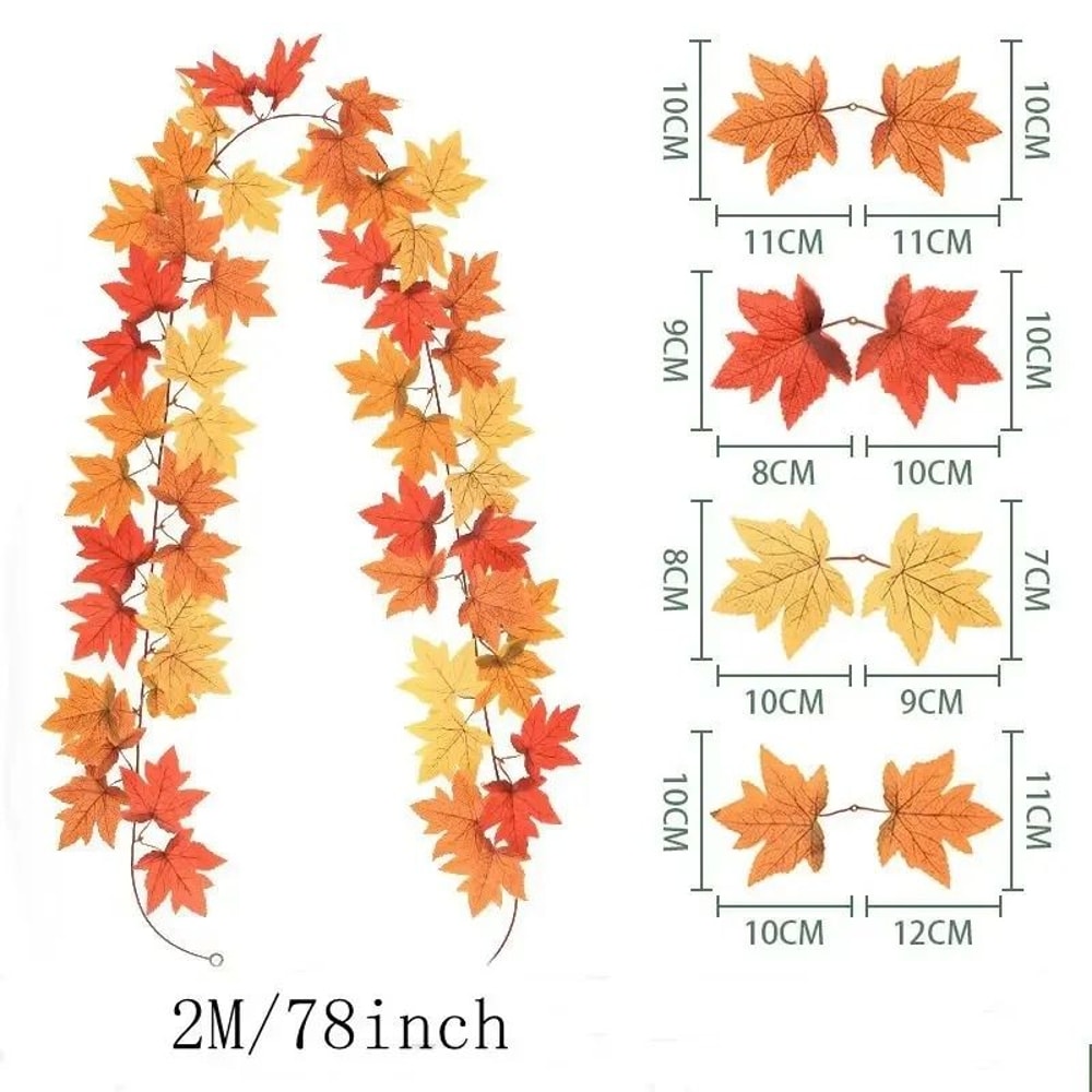 Artificial Maple Leaf Garland For Fall Home Decor And Seasonal Displays 8