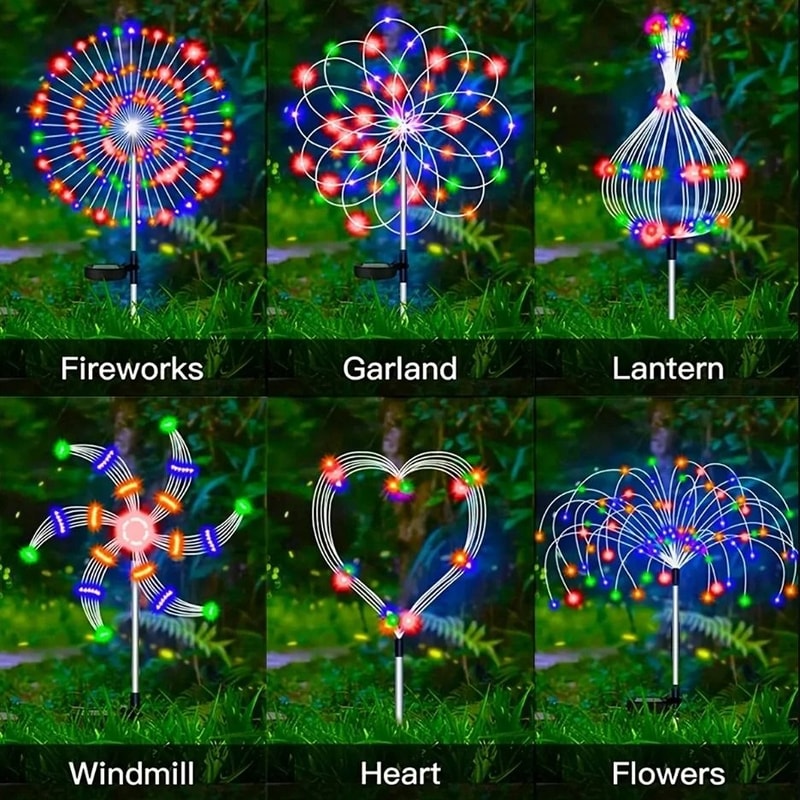 Solar Powered Dandelion Firework LED Garden Light For Outdoor Decoration 4