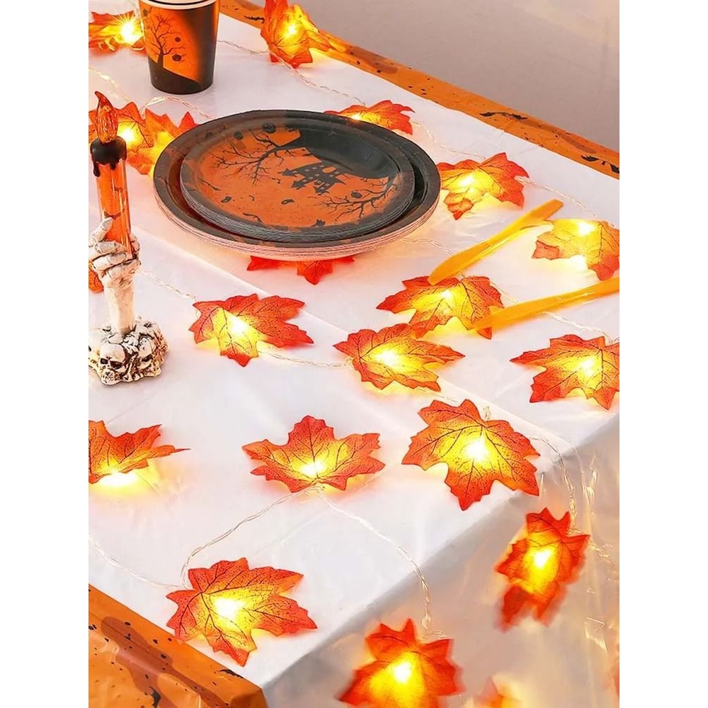 Cozy Autumn Maple Leaf LED String Lights Battery Operated Waterproof Fall Decor 6