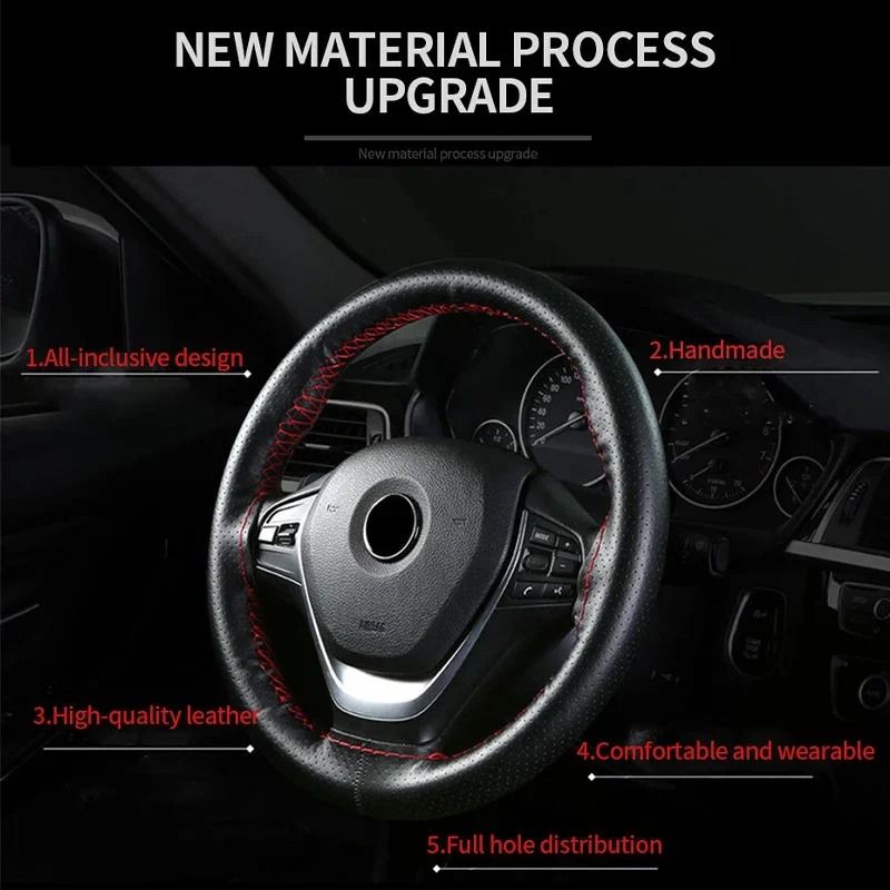 Genuine Leather Steering Wheel Cover For Car Protection And Comfort 2