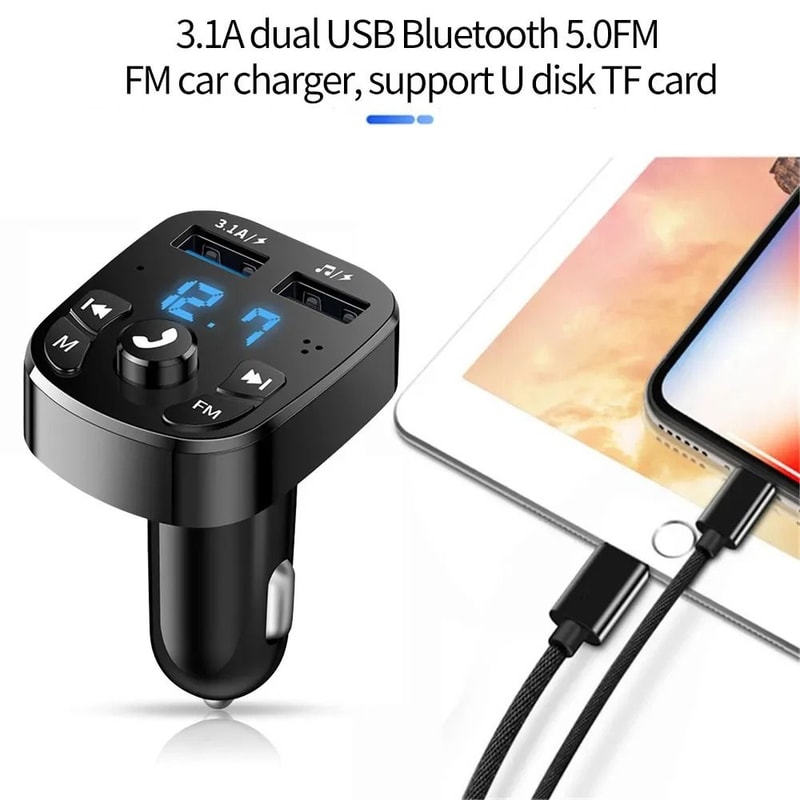 Bluetooth FM Transmitter Car Charger With Dual USB Fast Charging And MP3 Player 5
