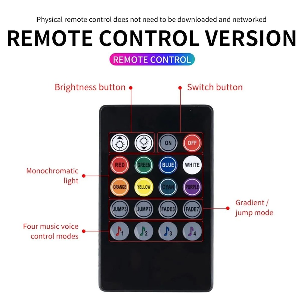 Universal Car RGB LED Interior Ambient Light Strips 8 Color Kit 3