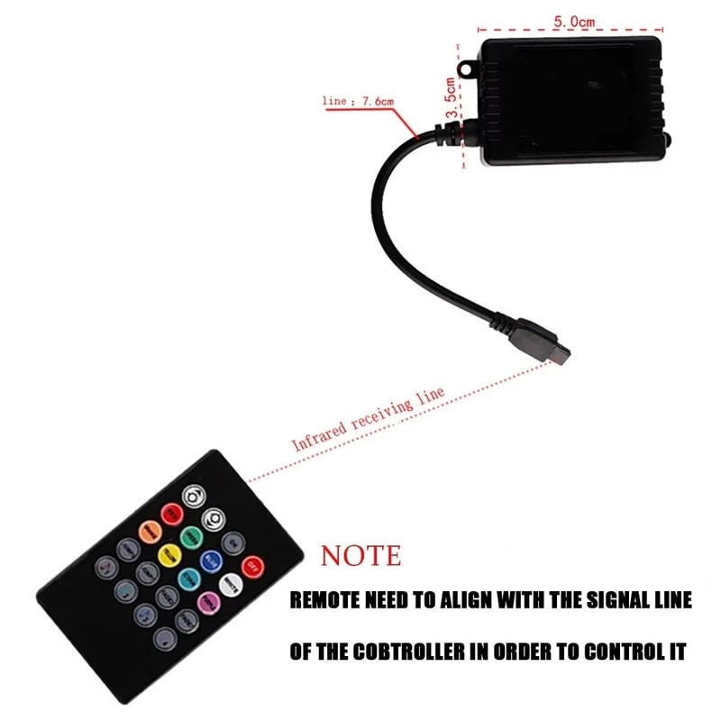 Universal Car RGB LED Interior Ambient Light Strips 8 Color Kit 4