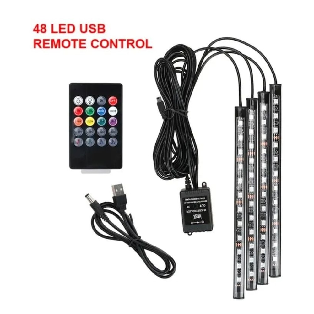 Universal Car RGB LED Interior Ambient Light Strips 8 Color Kit 6