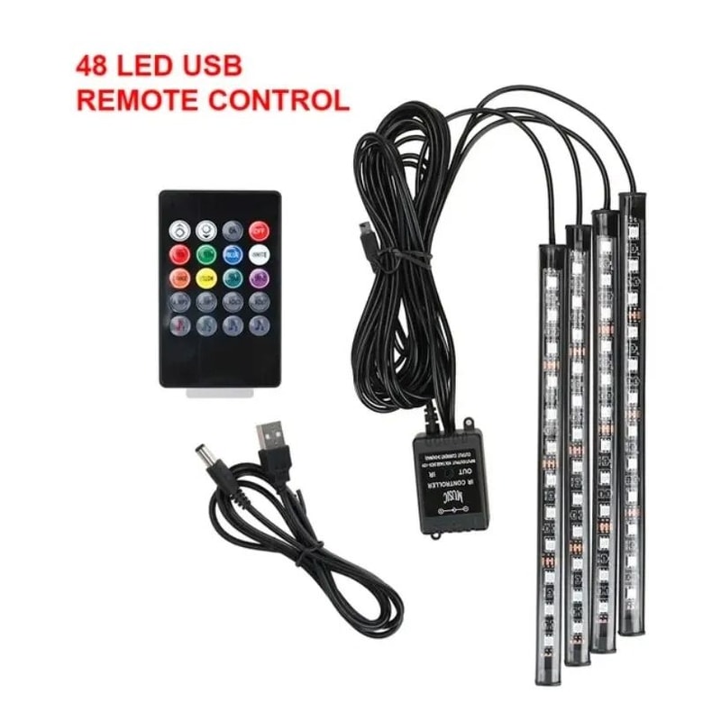 Universal Car RGB LED Interior Ambient Light Strips 8 Color Kit 6