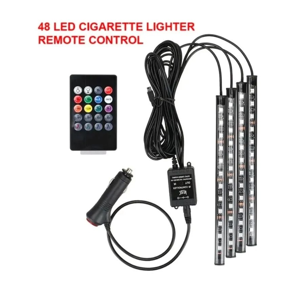 Universal Car RGB LED Interior Ambient Light Strips 8 Color Kit 7