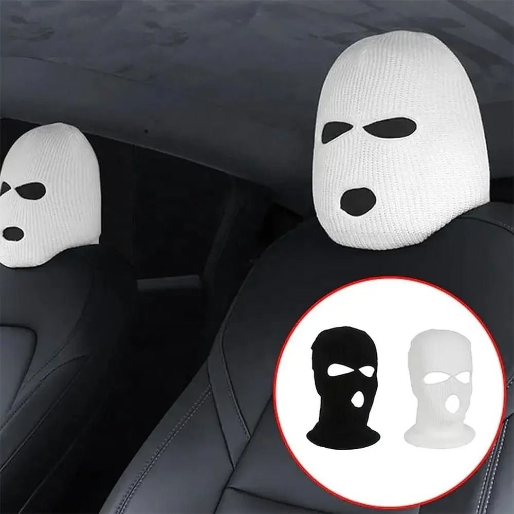 Funny Ski Mask Car Seat Headrest Cover Full Face Design 0