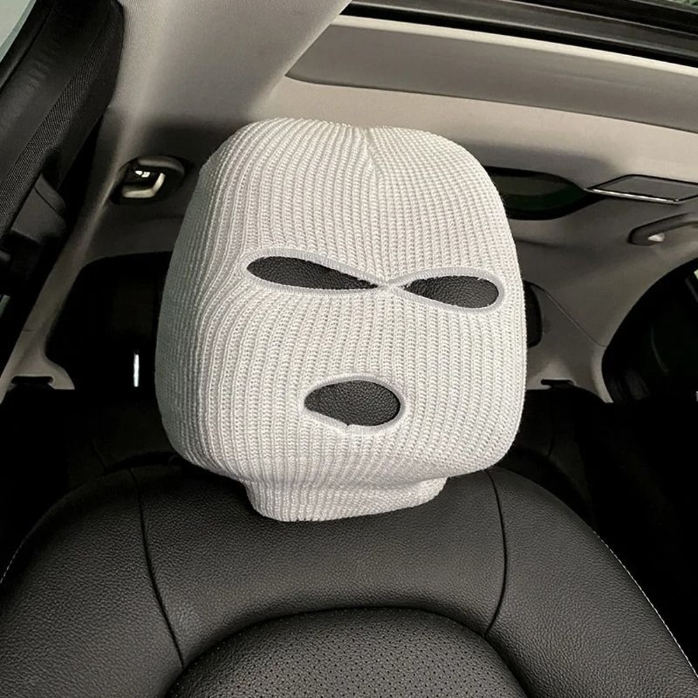 Funny Ski Mask Car Seat Headrest Cover Full Face Design 1