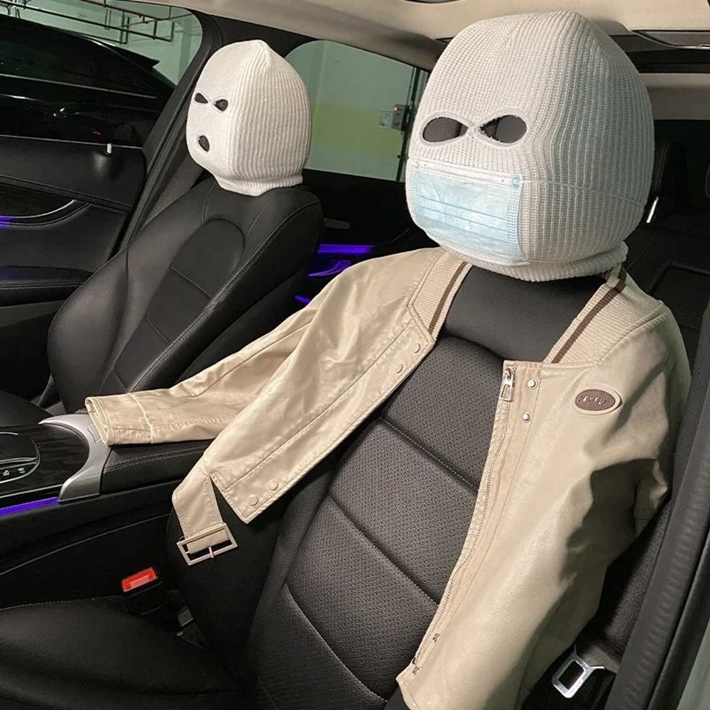 Funny Ski Mask Car Seat Headrest Cover Full Face Design 3