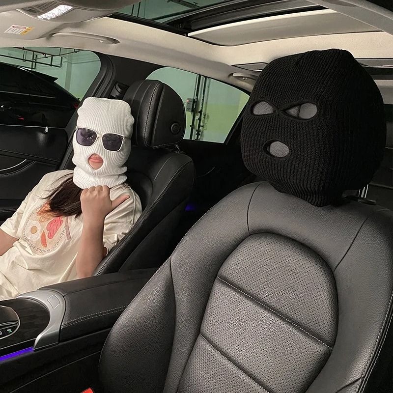 Funny Ski Mask Car Seat Headrest Cover Full Face Design 4