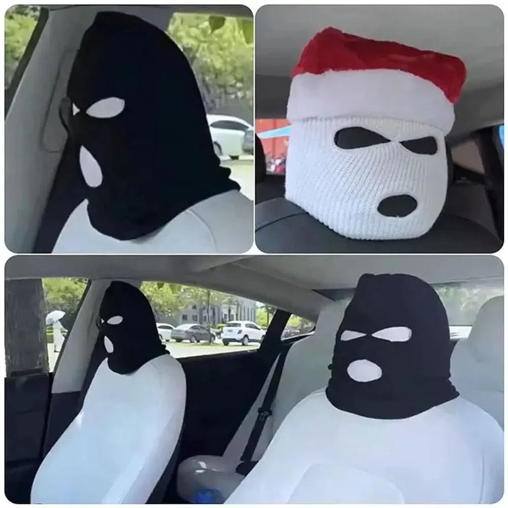 Funny Ski Mask Car Seat Headrest Cover Full Face Design 5