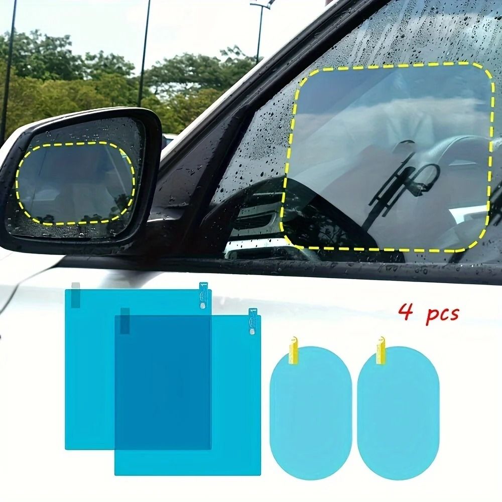 Car Rearview Mirror Protective Film 4 Piece Set Anti Fog And Rainproof Nano Coating 0