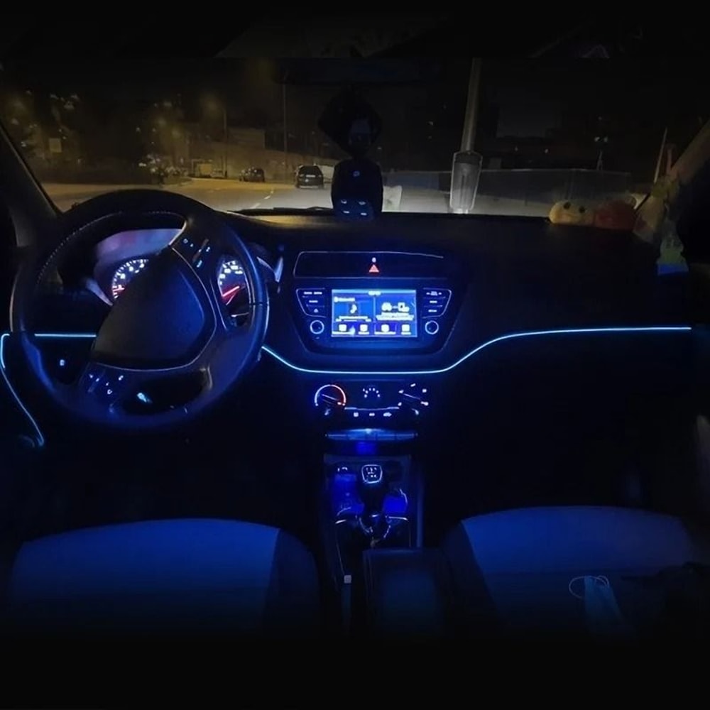 5m Car Interior LED Ambient Light Strip With USB Power Flexible Cold Light Tube 2